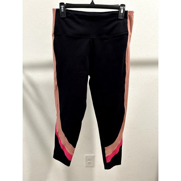 Calvin Klein Women's High-Rise Colorblocked 7/8 Leggings Black Pink Size Small - Picture 1 of 4